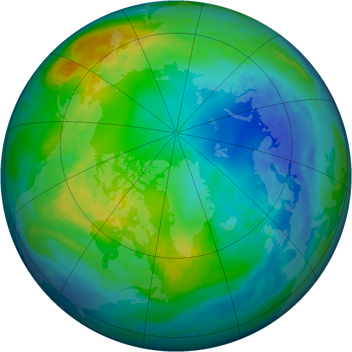 Arctic ozone map for 11 November 1982